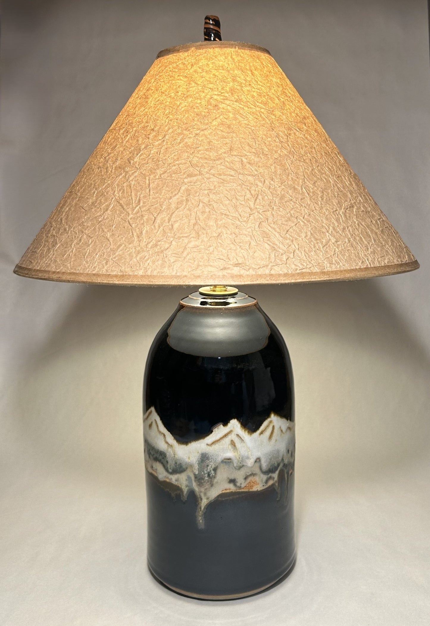 Handmade Pottery Lamp with Midnight Mountain Glaze