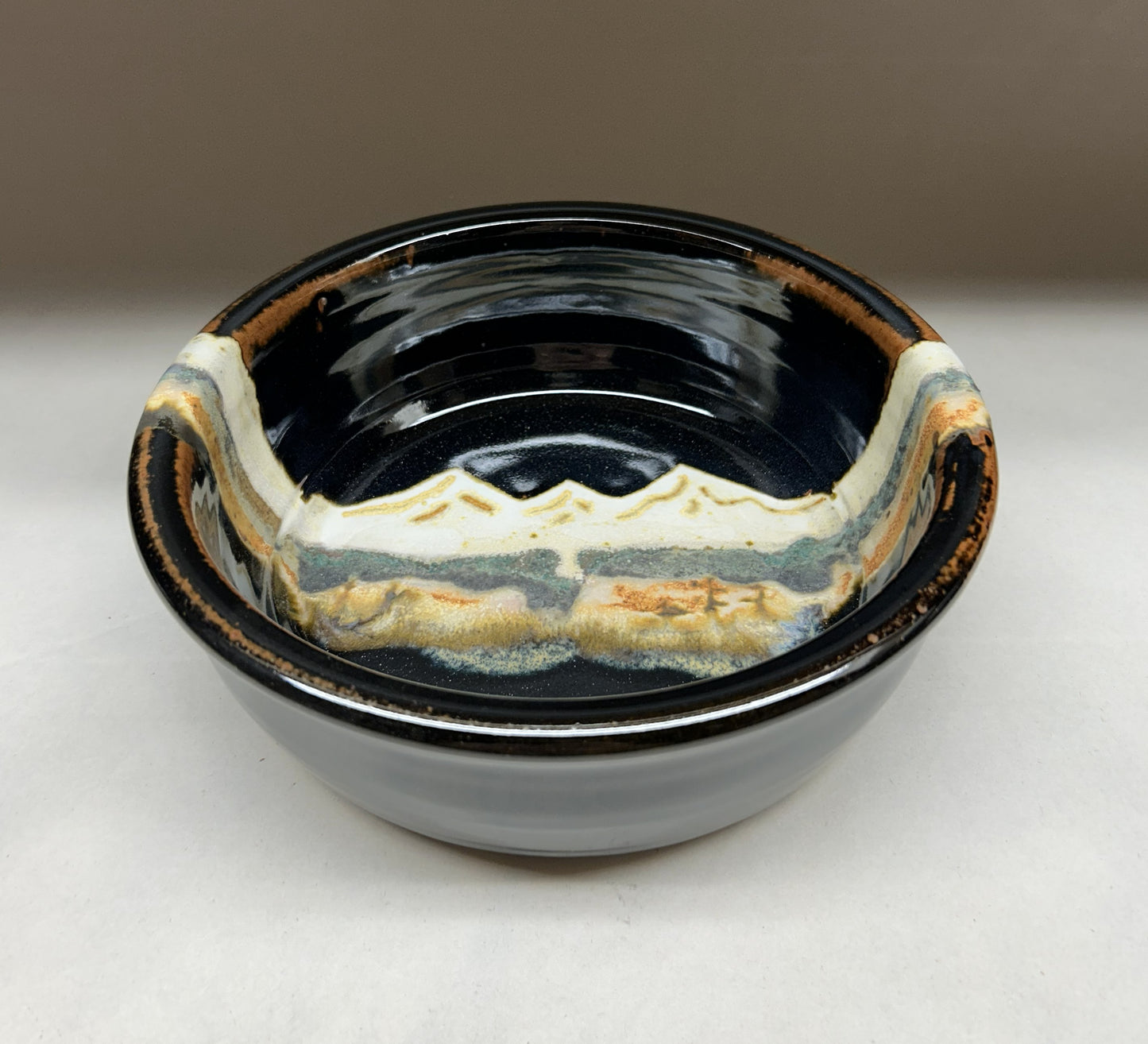 Handmade Pottery Dog Bowl with Midnight Mountain Glaze - Extra thick and heavy
