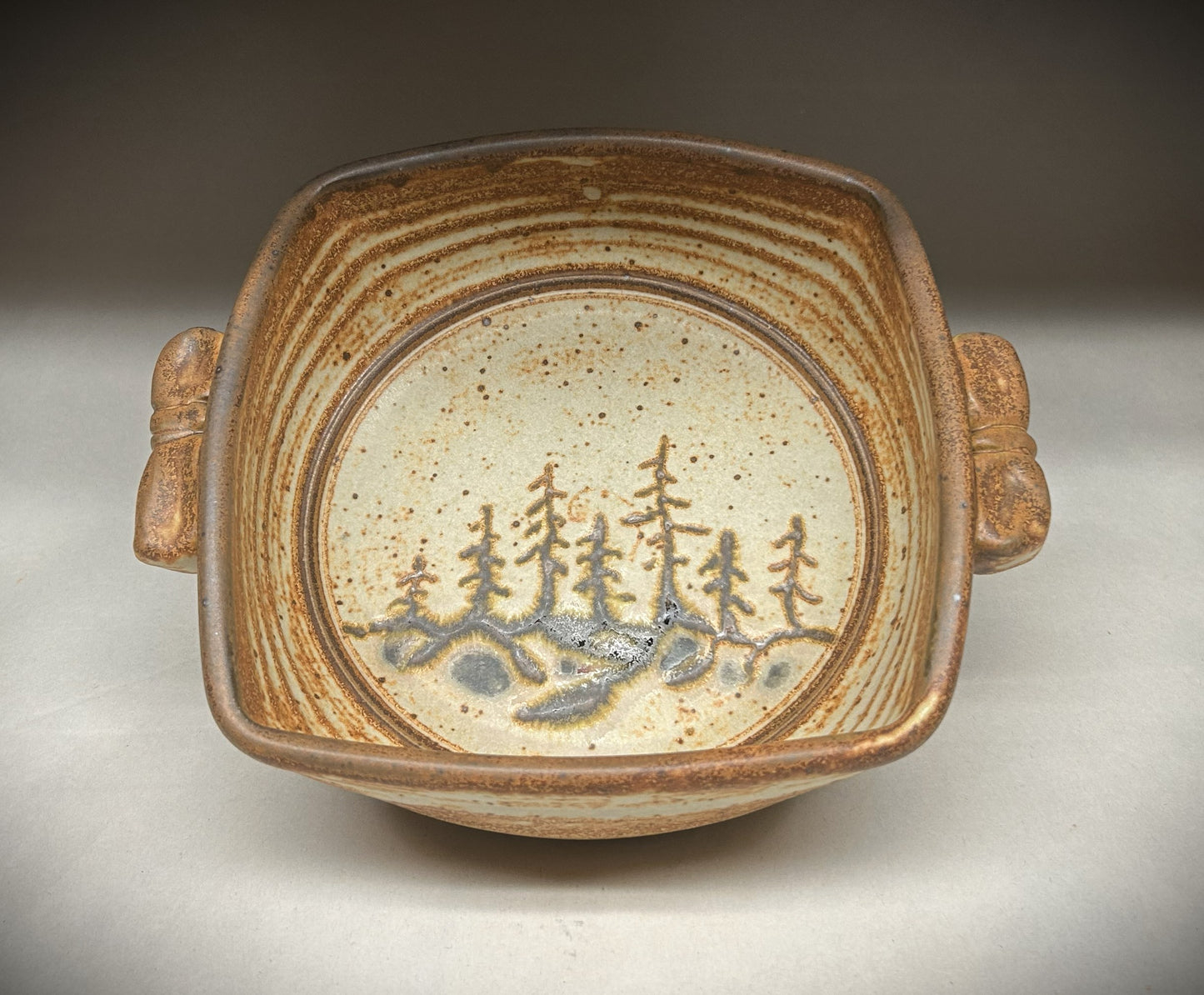 Handmade Square Pottery Baking Dish with Lodge Pole Pine Glaze