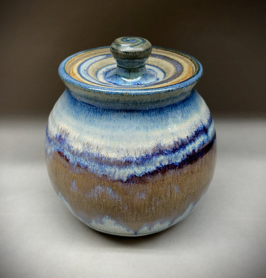 Small Pottery Jar - Electric blue Glaze