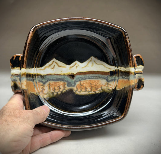 Artisan Small Square Ceramic Baking Dish - Midnight Mountain Glaze