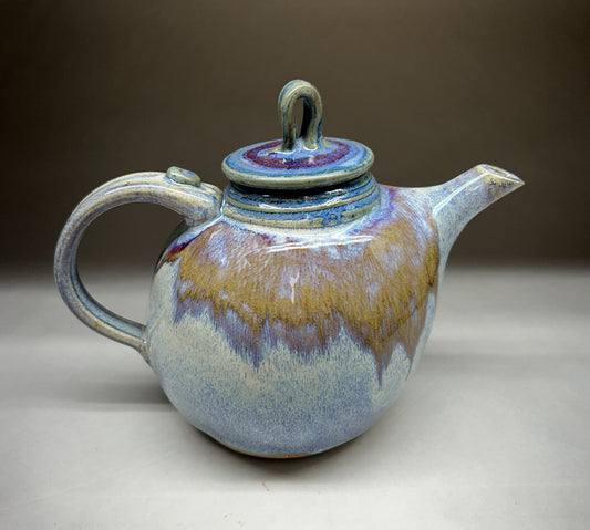 Handmade pottery teapot finished in a vibrant Electric Blue glaze
