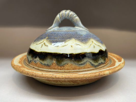 Handmade Pottery Butter Dish – Snowy Mountain Glaze