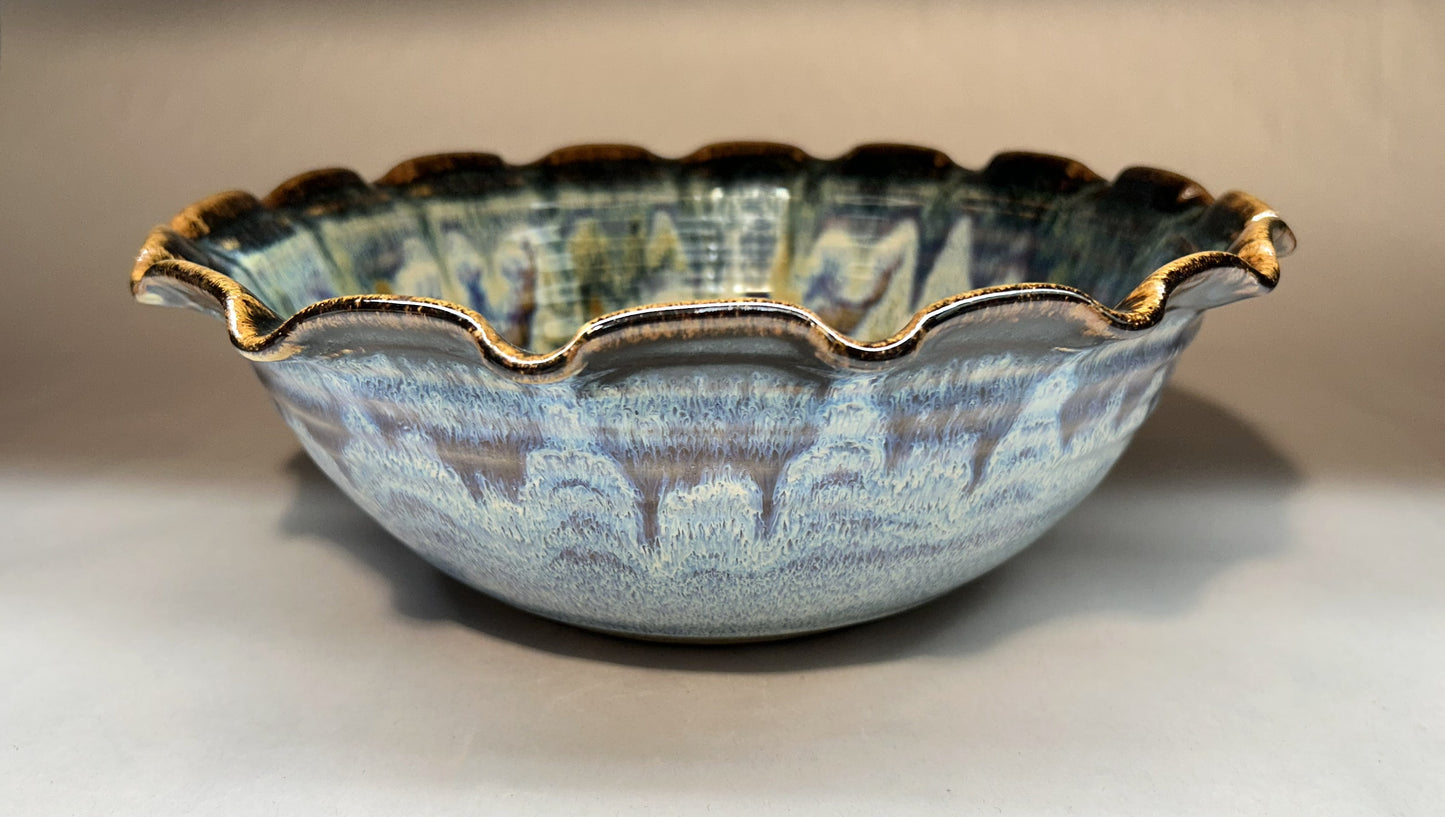 Fluted Handmade Pottery Bowl with Everything Glaze - Dishwasher safe