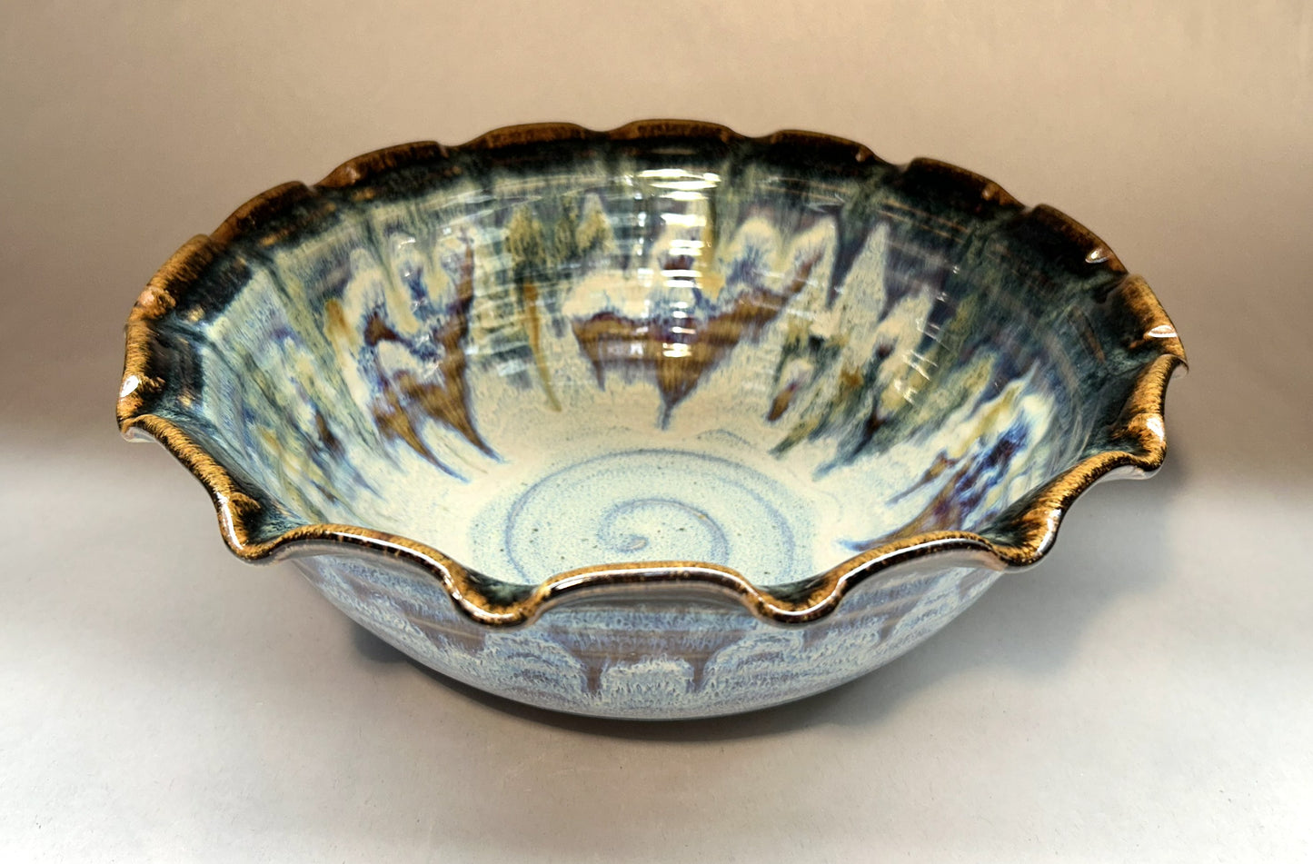 Fluted Handmade Pottery Bowl with Everything Glaze - Dishwasher safe