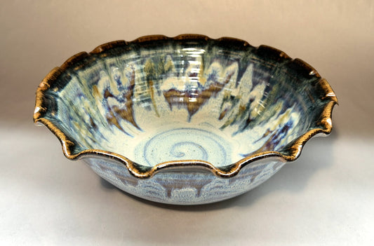 Fluted Handmade Pottery Bowl with Everything Glaze - Dishwasher safe