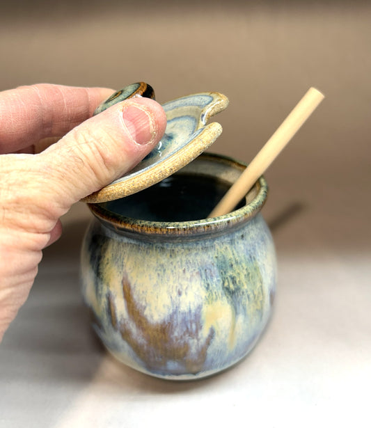 Handmade Pottery Honey Pot 