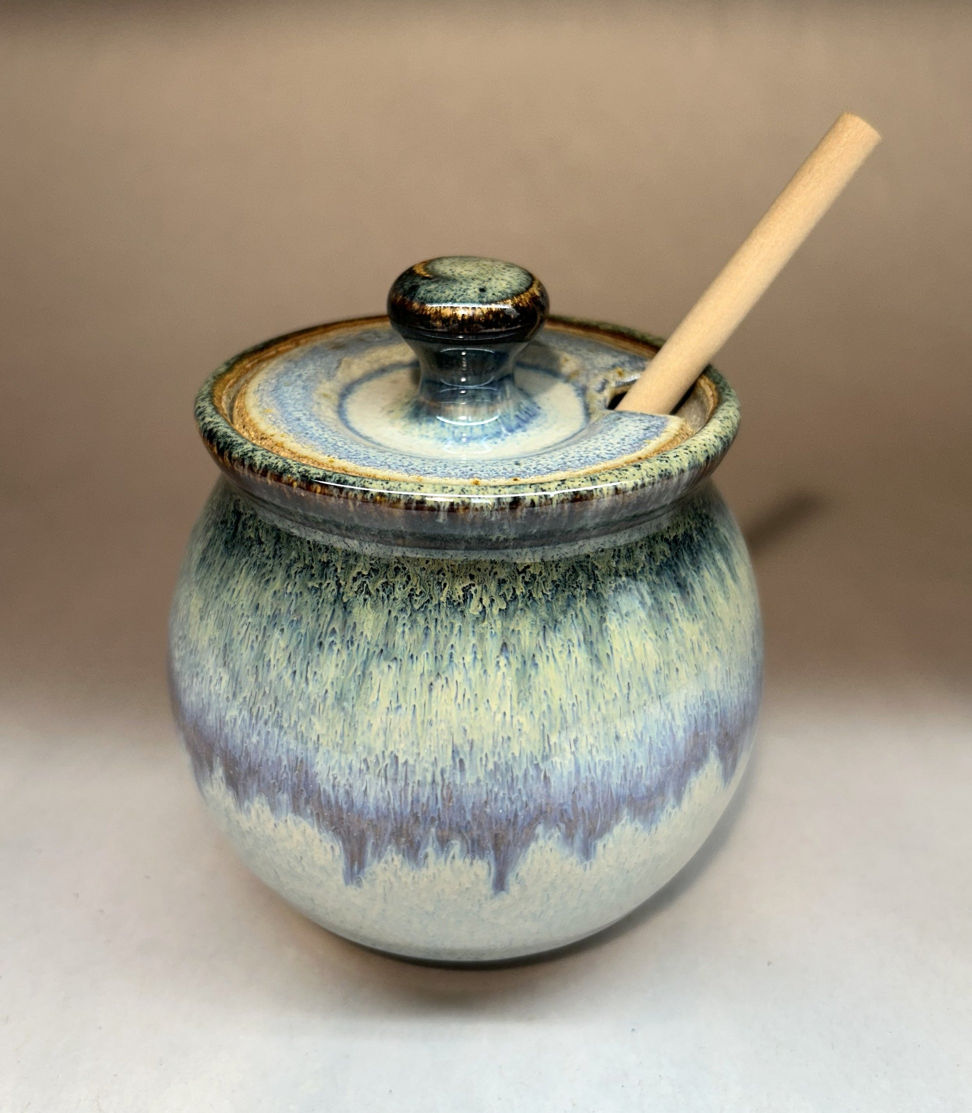 Pottery Honey Pot with stoneware glaze