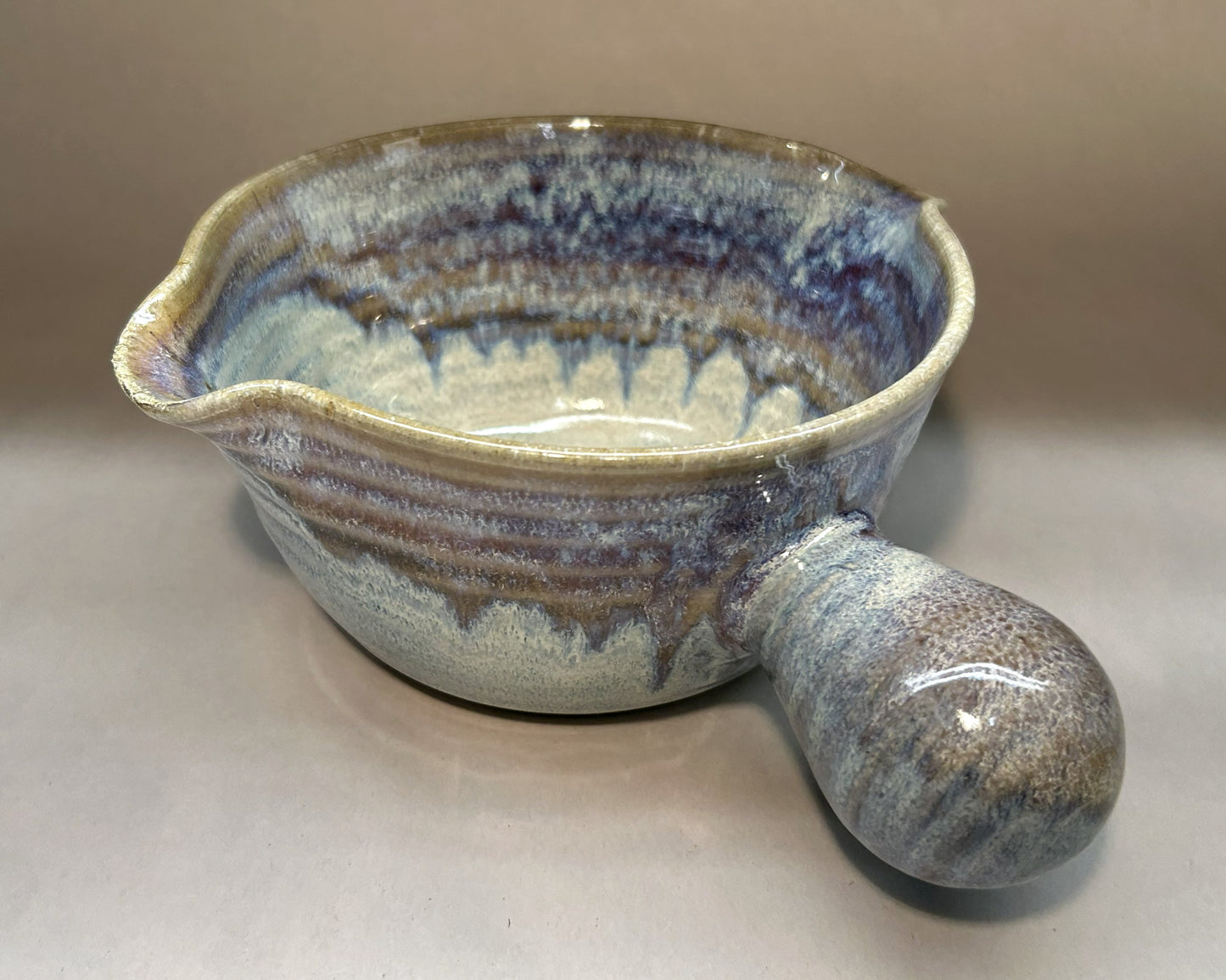 Handmade Pottery Batter Bowl with Whisk – Rustic Ceramic Mixing Bowl for Baking