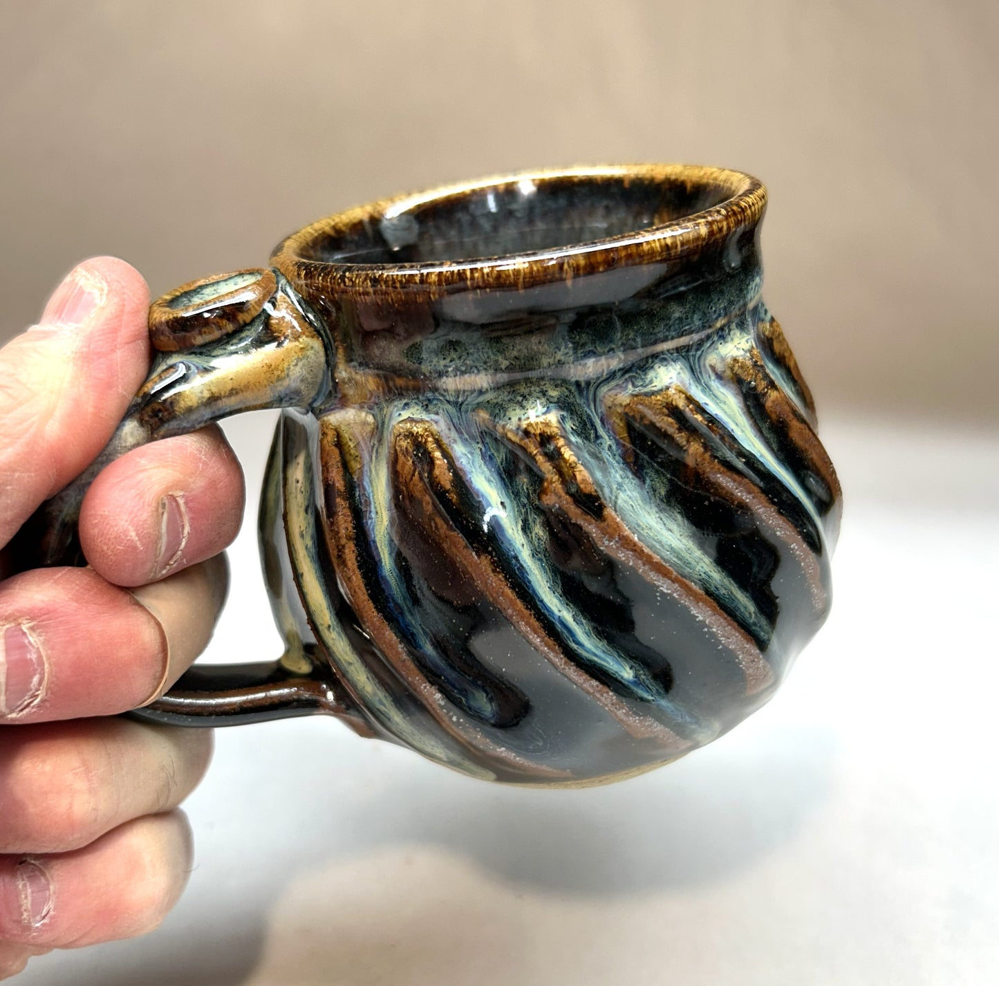 Faceted Handmade Artisan Pottery Mug - Stoneware
