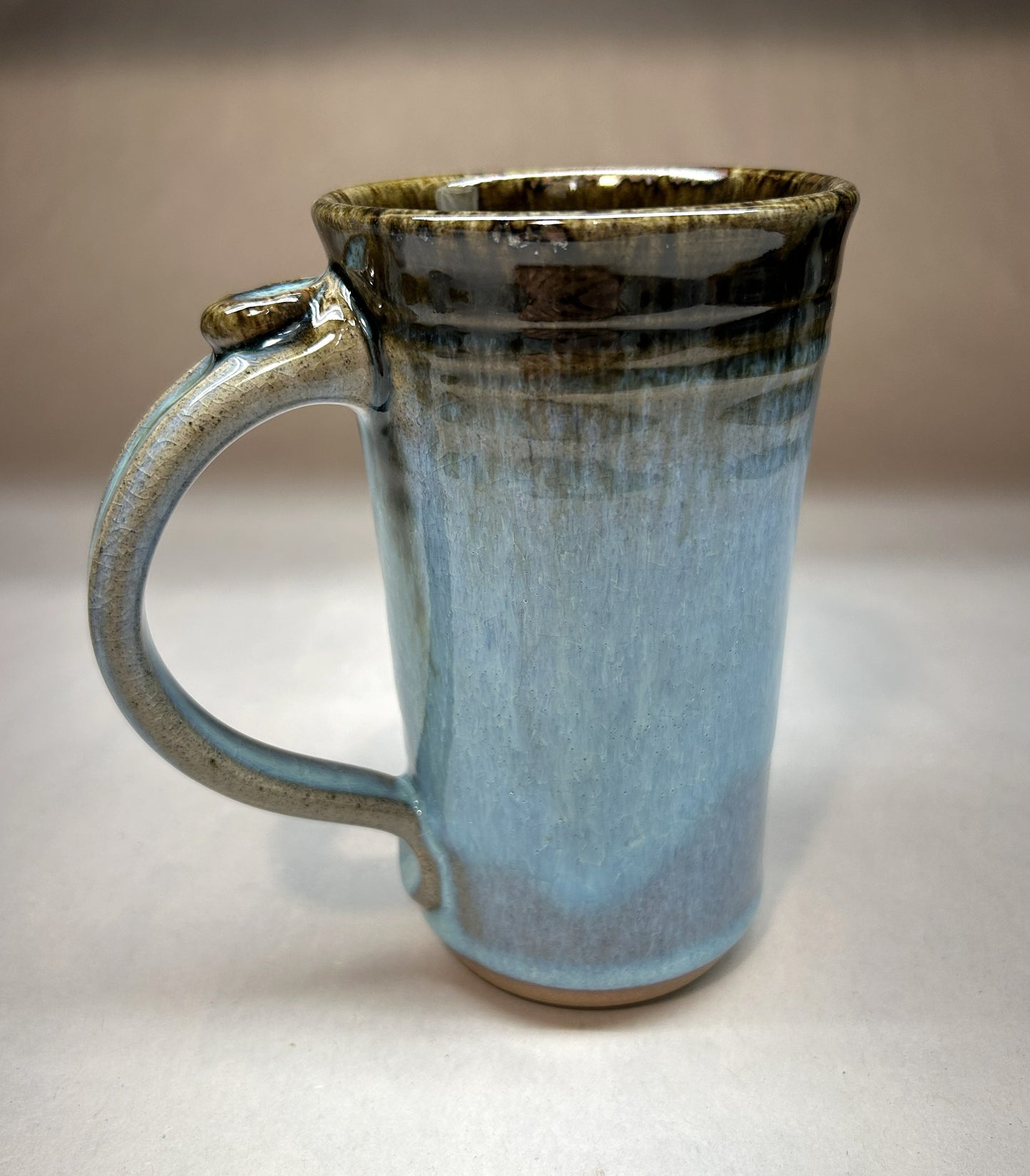 Tall Handmade Pottery Mug – Blue Green Ash Glaze