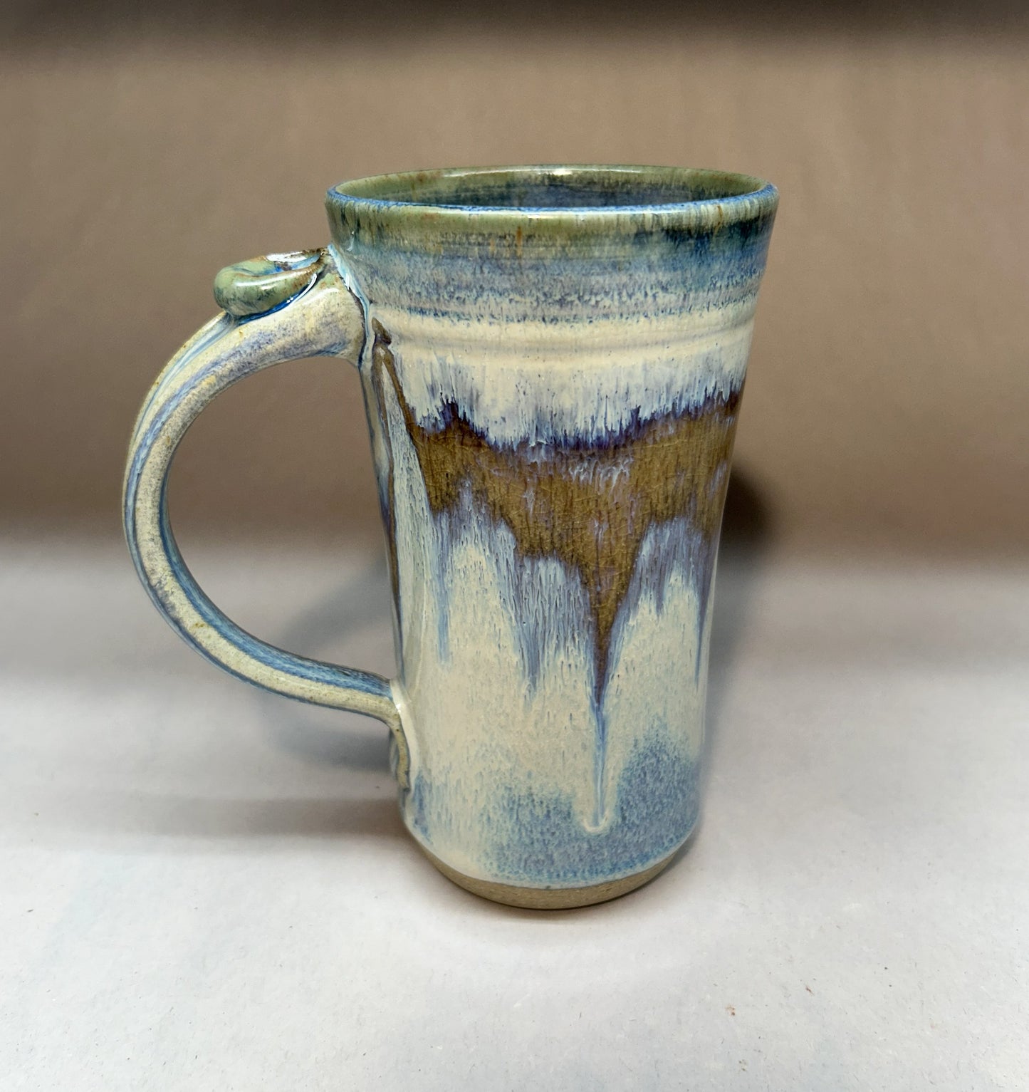 Tall Handmade Pottery Mug – Electric Blue Glaze