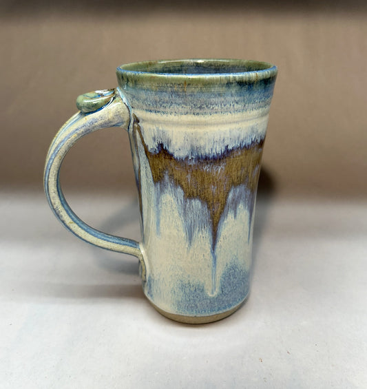 Tall Handmade Pottery Mug – Electric Blue Glaze