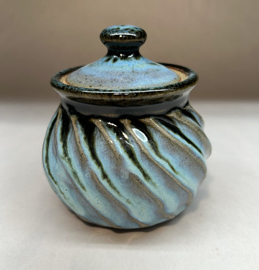 Handmade Faceted Small Pottery Jar – Artisan Stoneware Storage