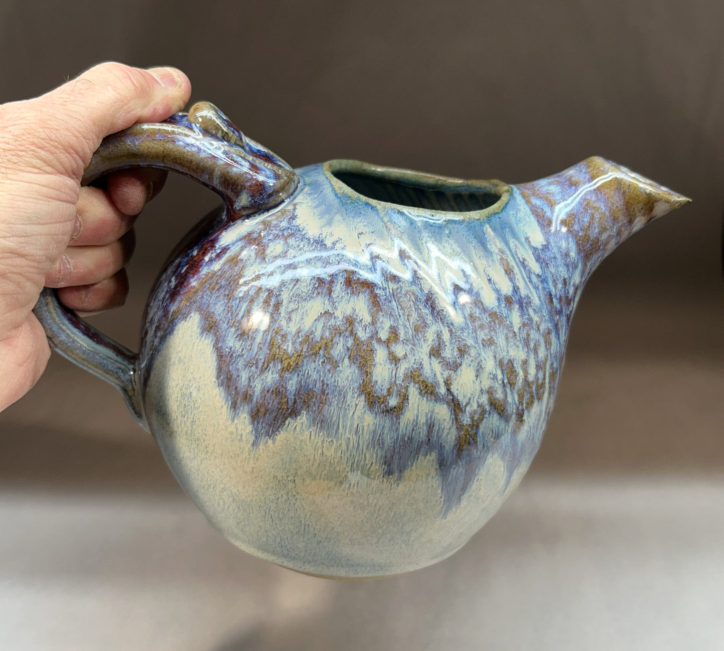 Handmade Pottery Water Pitcher - Electric Blue Glaze