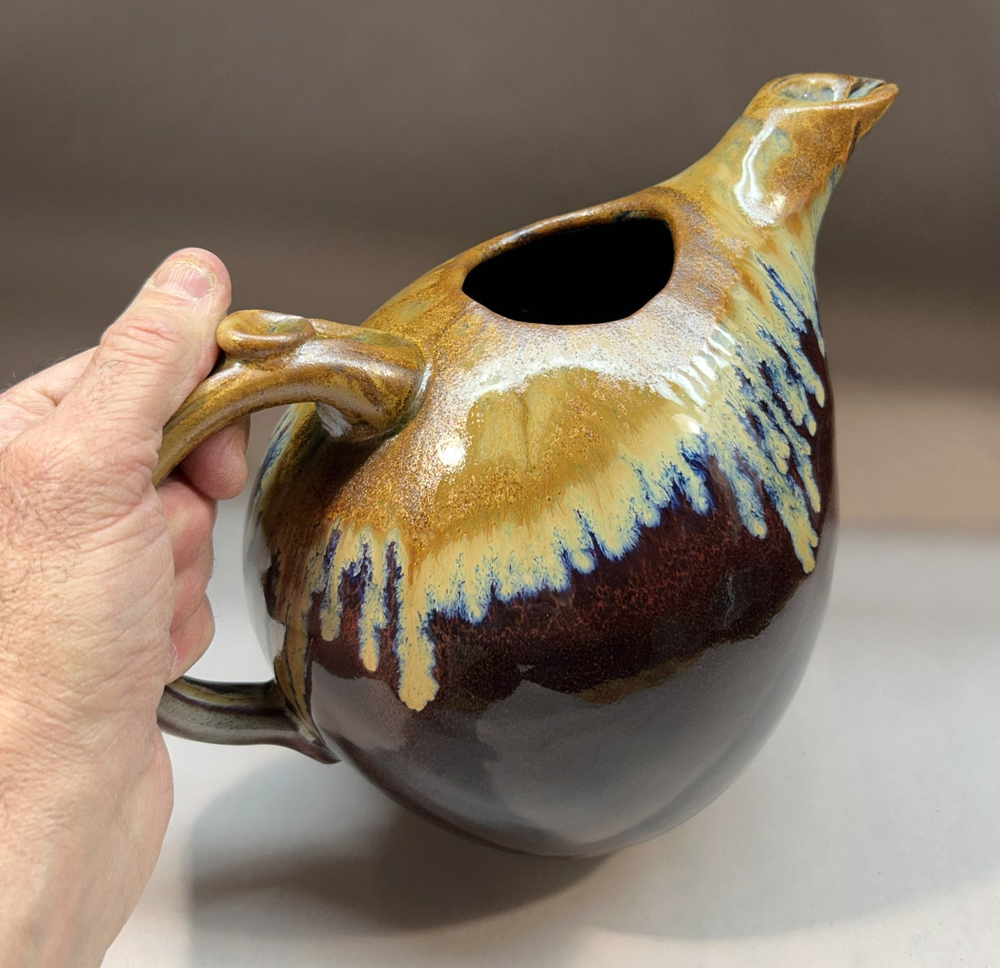 Handmade Pottery Water Pitcher - Copper Red Glaze
