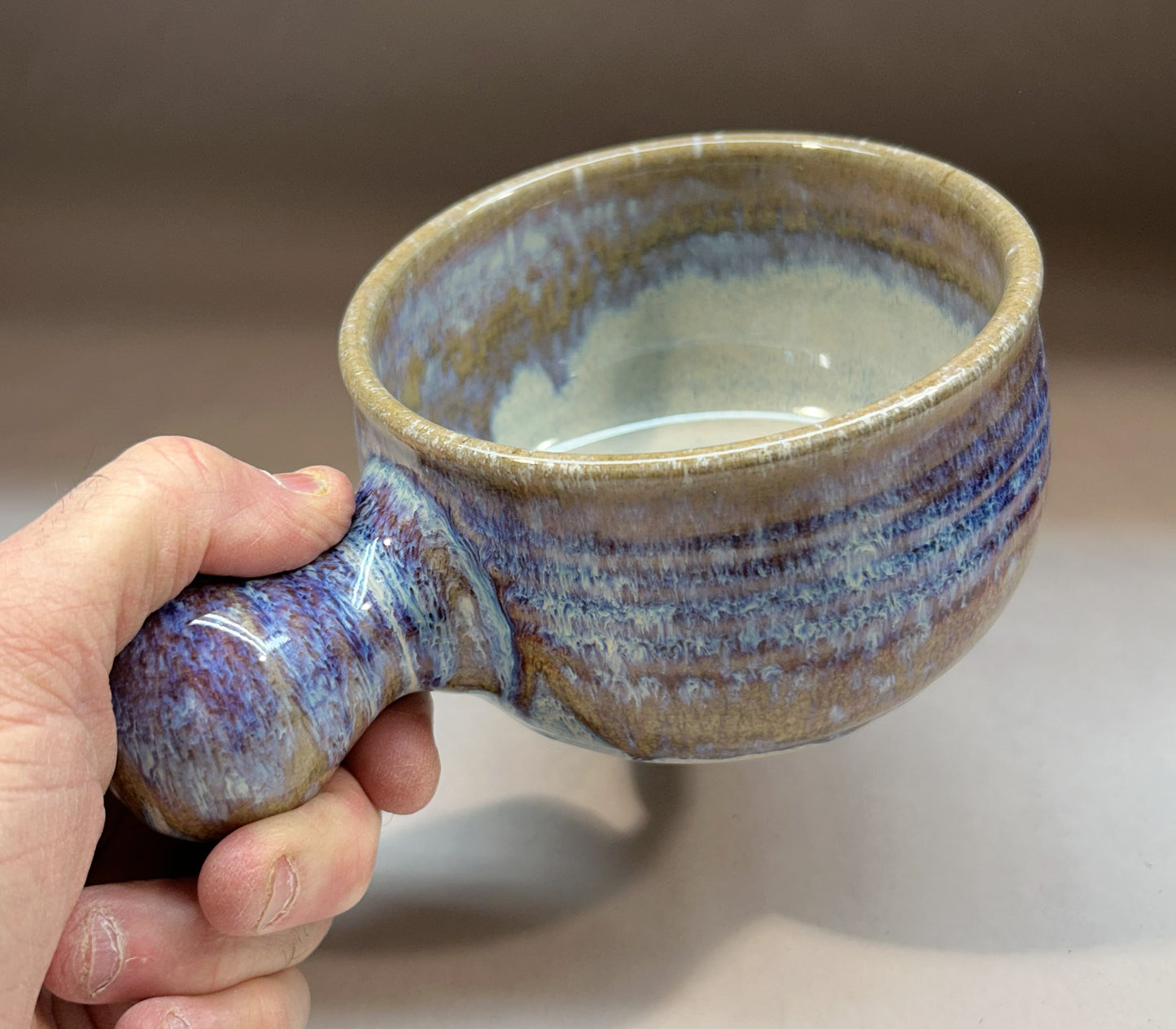 Handmade Pottery Soup Bowl with knob handle - Great for soups and stews