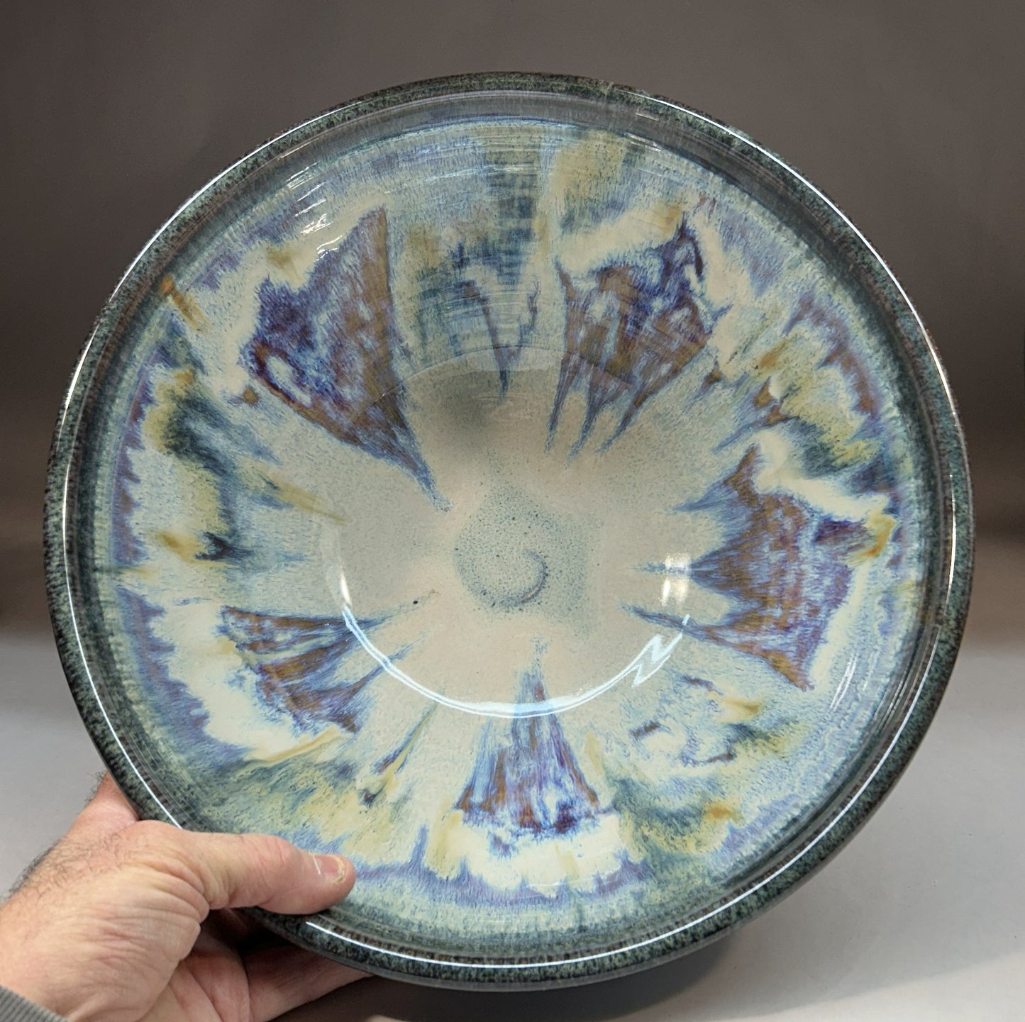 Handmade Pottery Mixing & Serving Bowl with Everything Glaze
