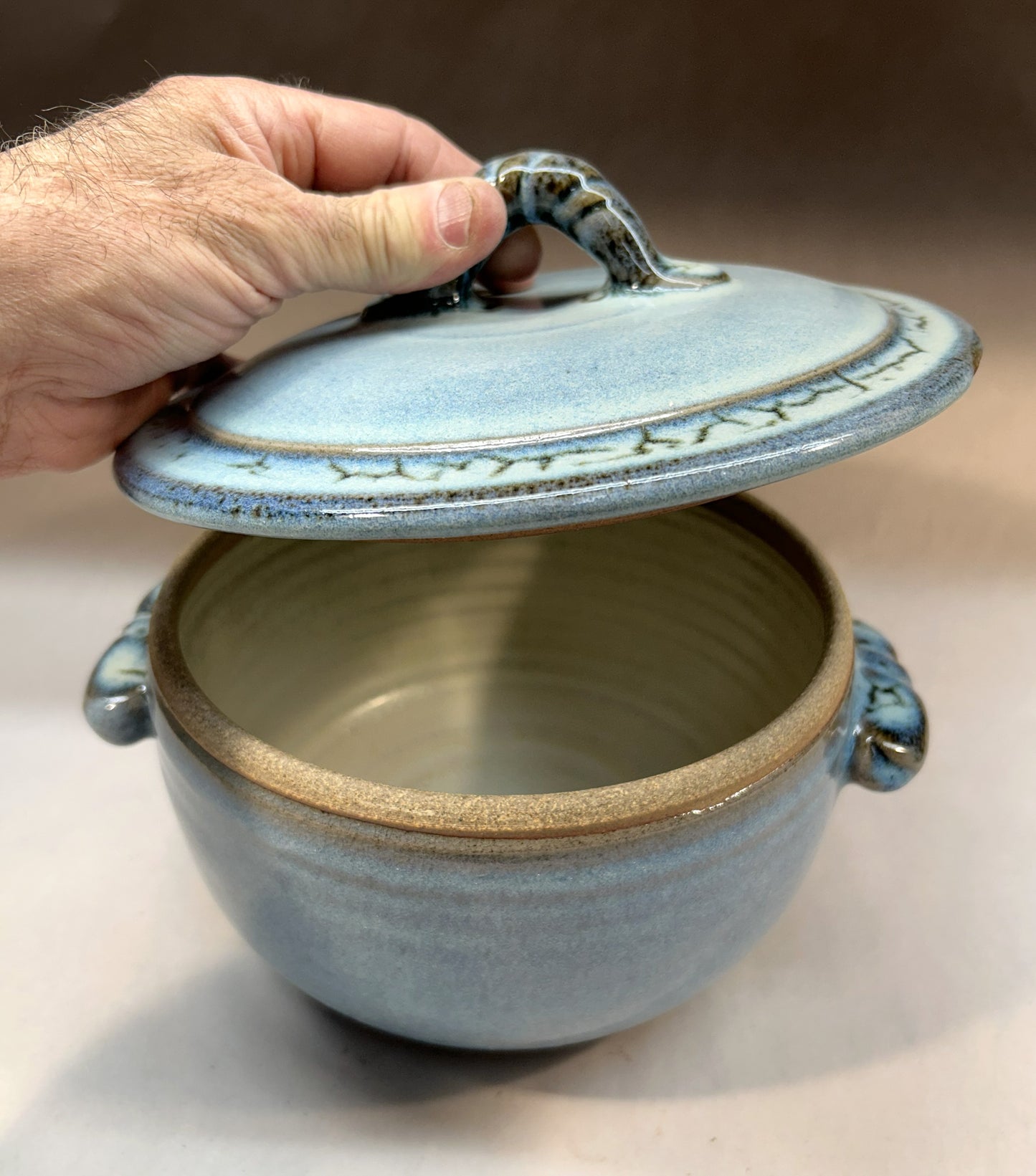 Large Handmade Pottery Lidded Casserole - Serving Ware