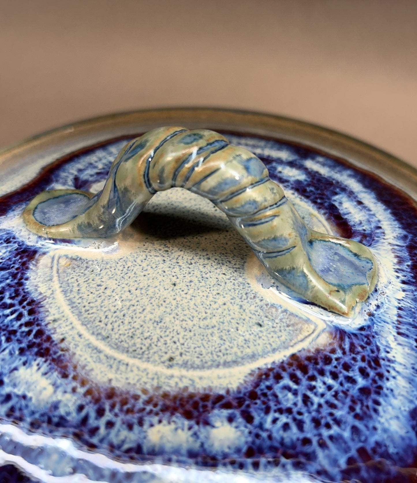 Handmade Pottery Lidded Casserole - Electric Blue Glaze - Serving Ware