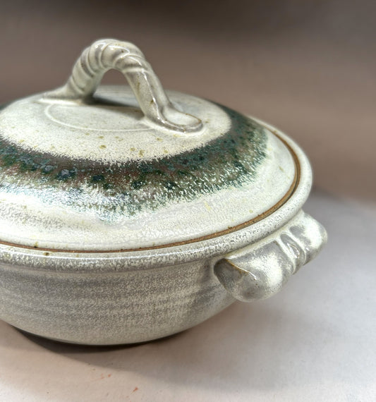 Handmade Pottery Lidded Casserole - Trout green glaze - Serving Ware