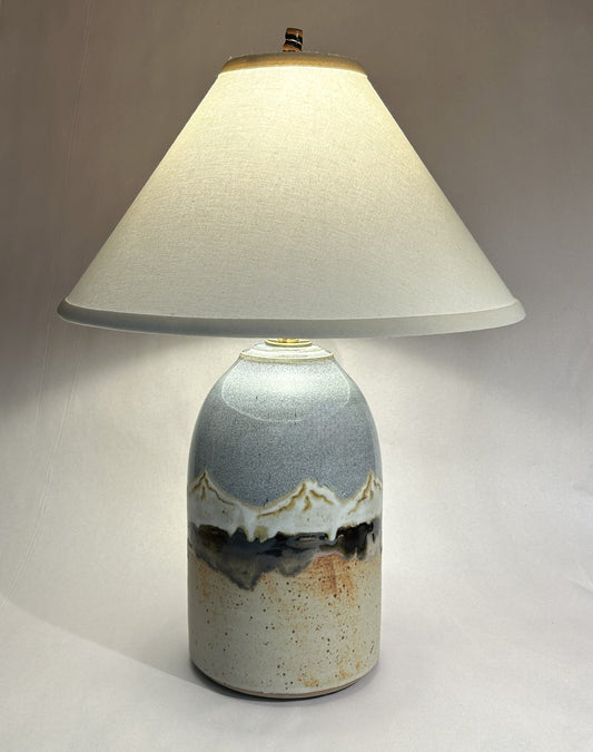 Handmade Pottery Lamp with Snowy White Mountain Glaze