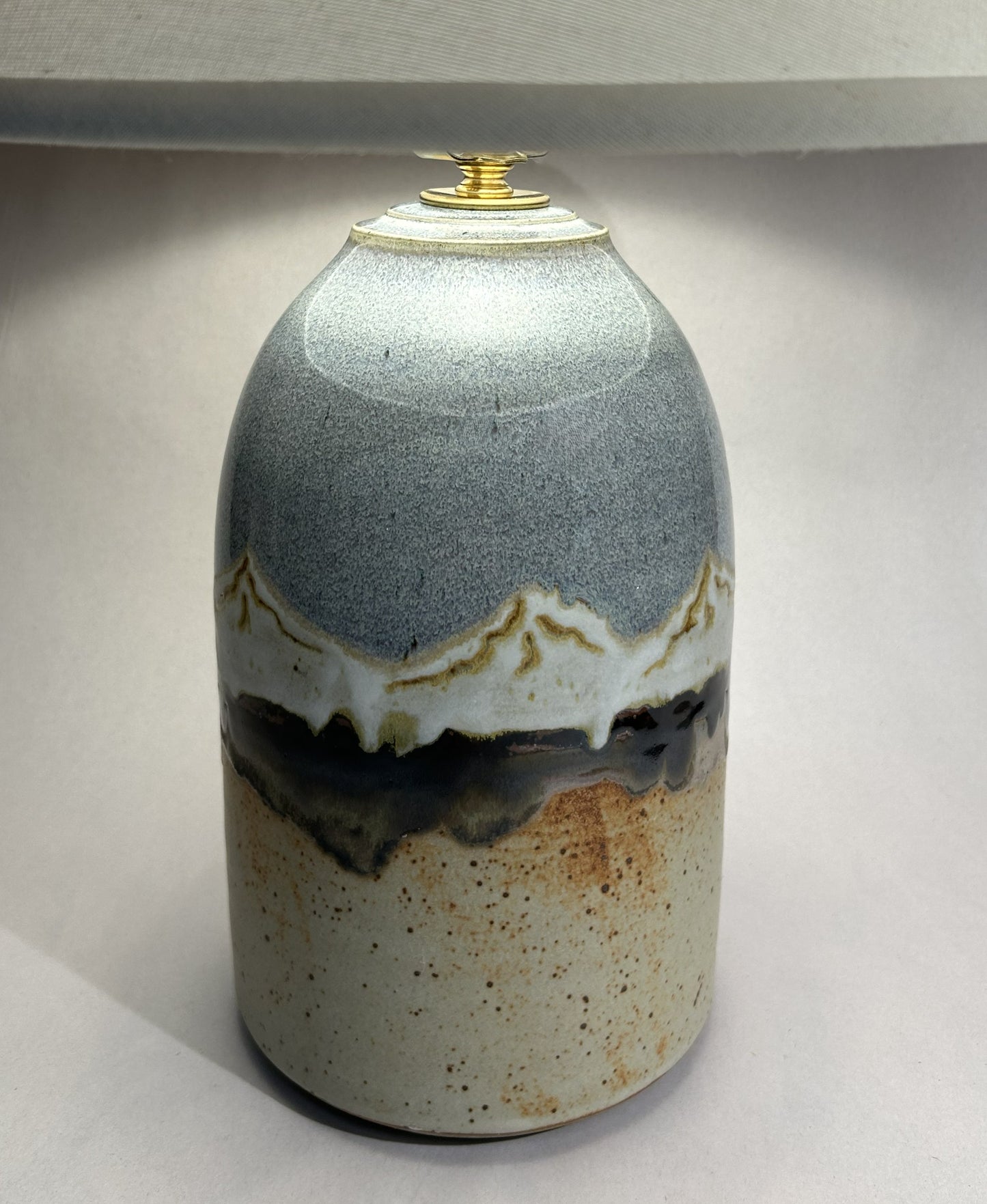 Handmade Pottery Lamp with Snowy White Mountain Glaze