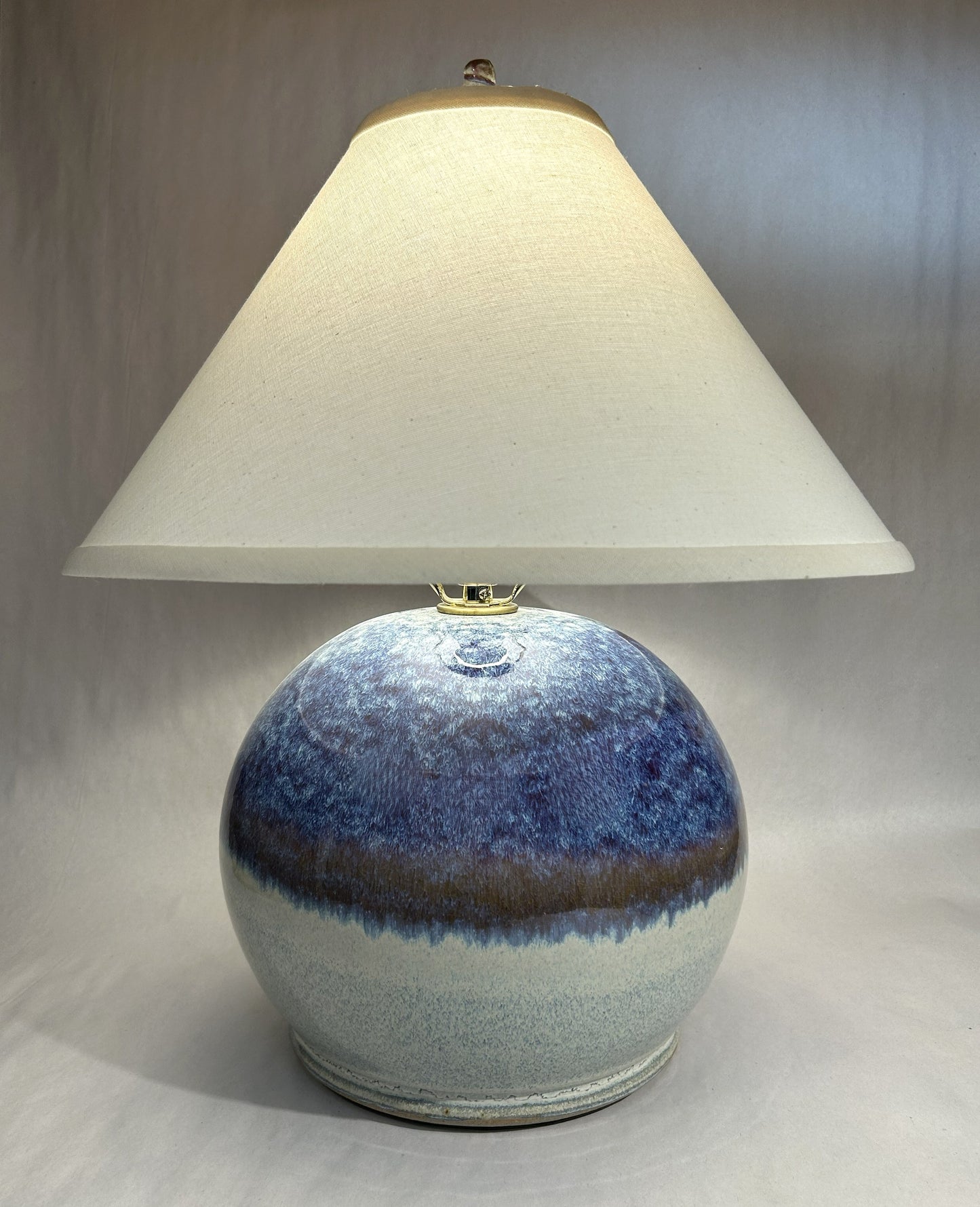 Handmade Pottery Lamp with Purple-Blue Glaze – Unique Ceramic Table Lamp for Home Decor