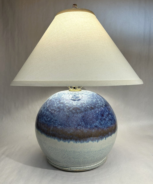 Handmade Pottery Lamp with Purple-Blue Glaze – Unique Ceramic Table Lamp for Home Decor