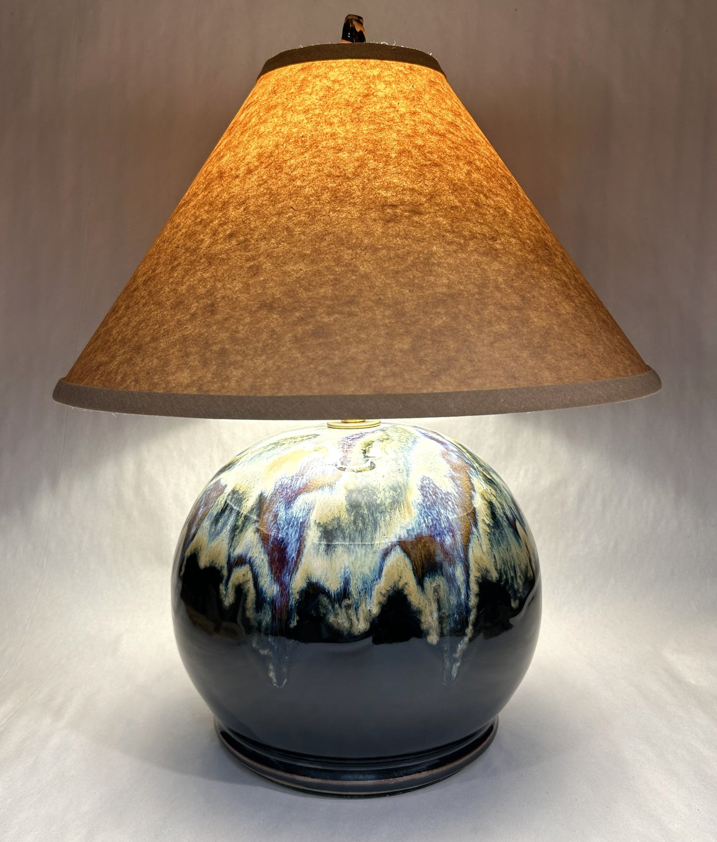 Handmade Pottery Table Lamp with Everything Glaze & Handmade Pottery Finial | One-of-a-Kind Artisan Ceramic Lamp | Rustic Farmhouse Home Décor