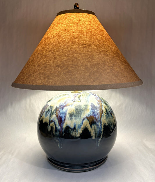 Handmade Pottery Table Lamp with Everything Glaze & Handmade Pottery Finial | One-of-a-Kind Artisan Ceramic Lamp | Rustic Farmhouse Home Décor