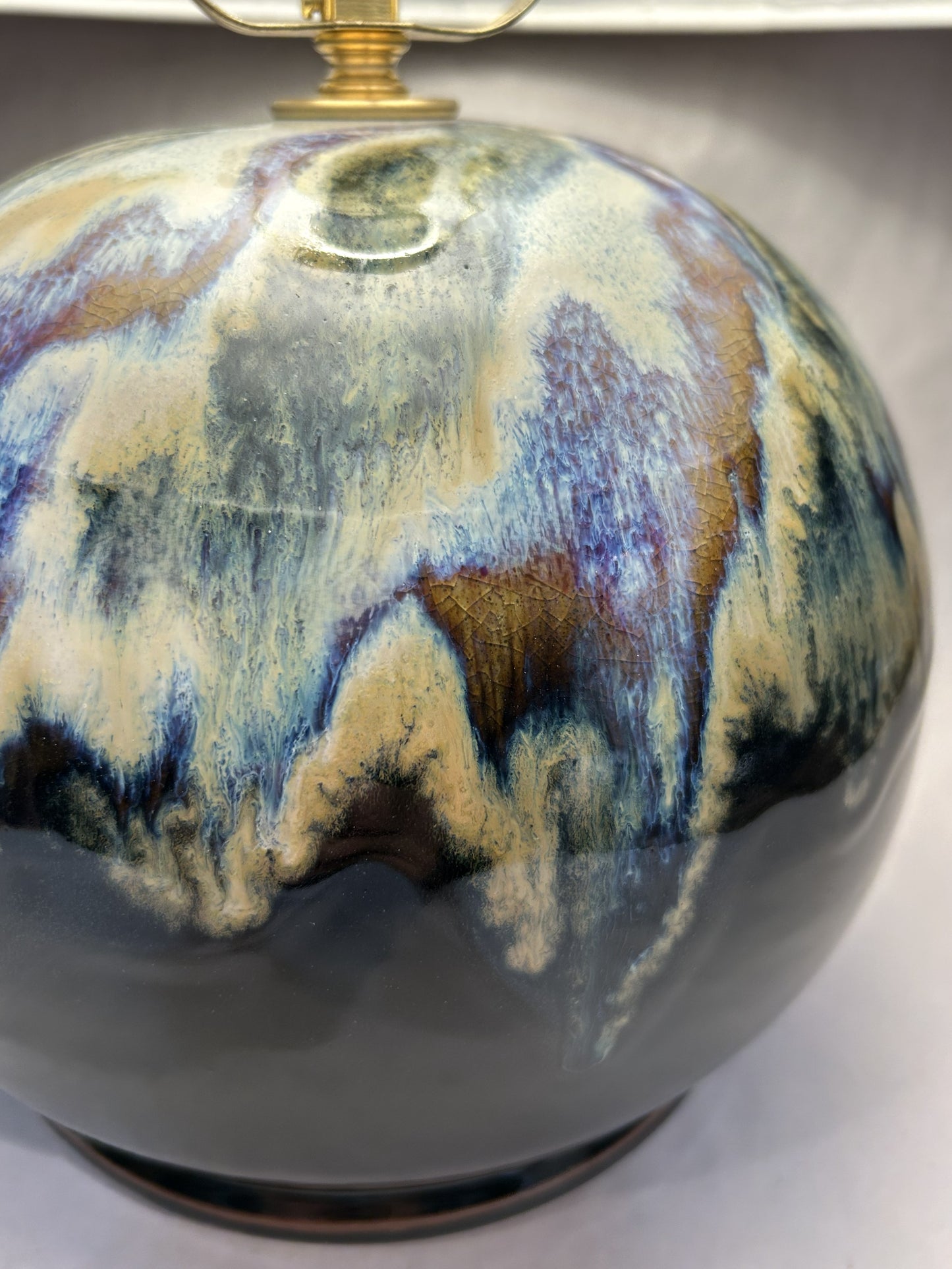 Handmade Pottery Table Lamp with Everything Glaze & Handmade Pottery Finial | One-of-a-Kind Artisan Ceramic Lamp | Rustic Farmhouse Home Décor