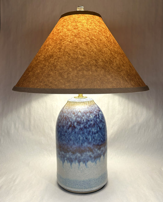 Handmade Pottery Lamp with Electric Blue Glaze - Handmade Finial
