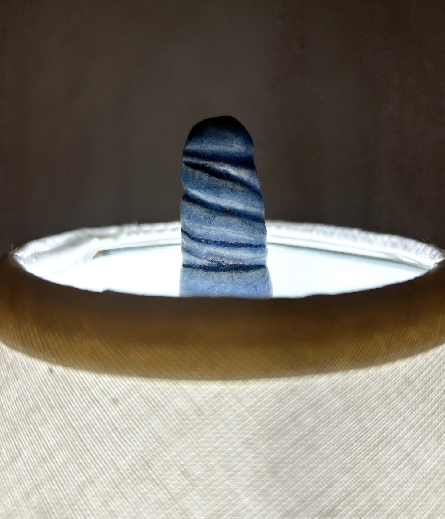 Handmade Raku Pottery Lamp with Light Blue Raku Glaze and a handmade finial