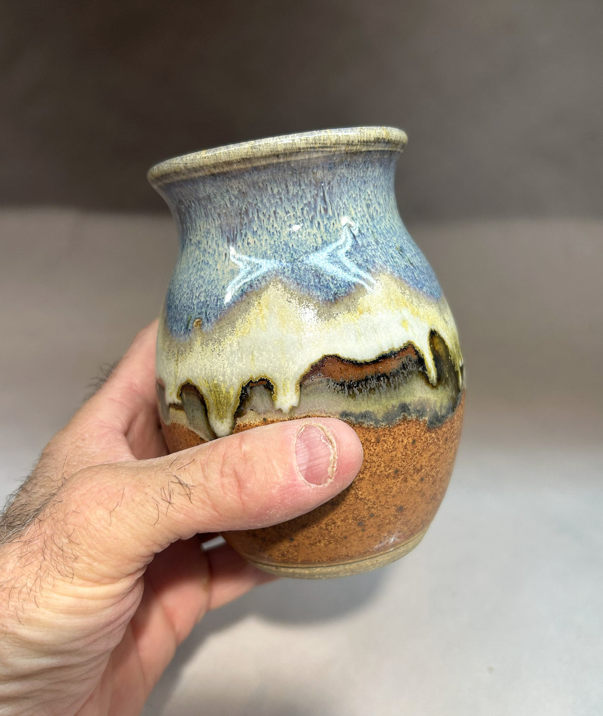Handmade Pottery Vase with Snowy Mountain Glaze