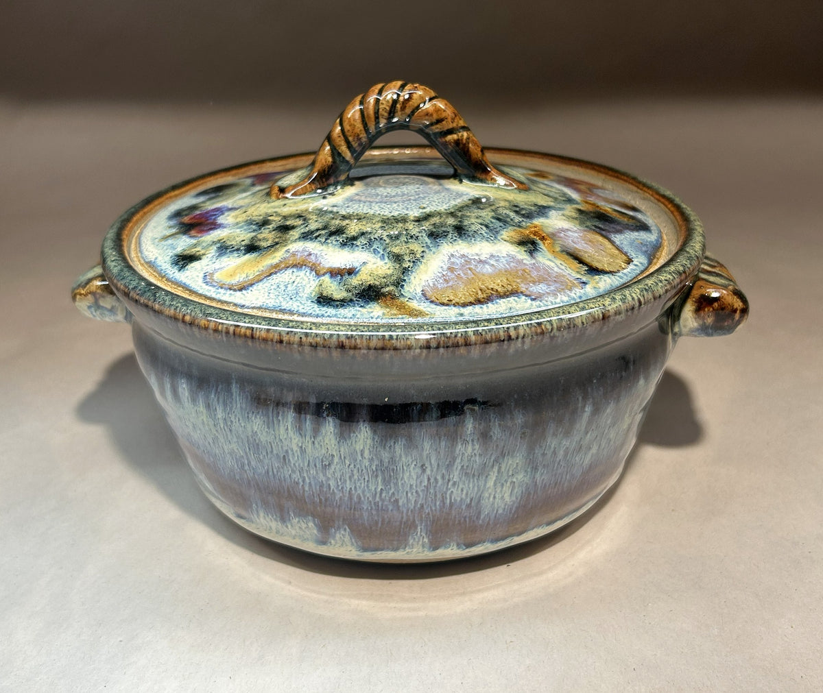 Handmade Pottery Casserole Dish with Lid - Everything glaze