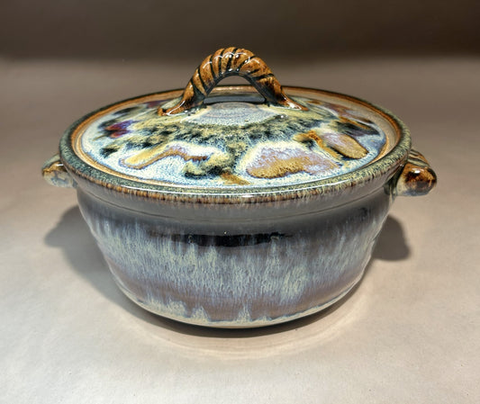 Handmade Pottery Casserole Dish with Lid - Everything glaze