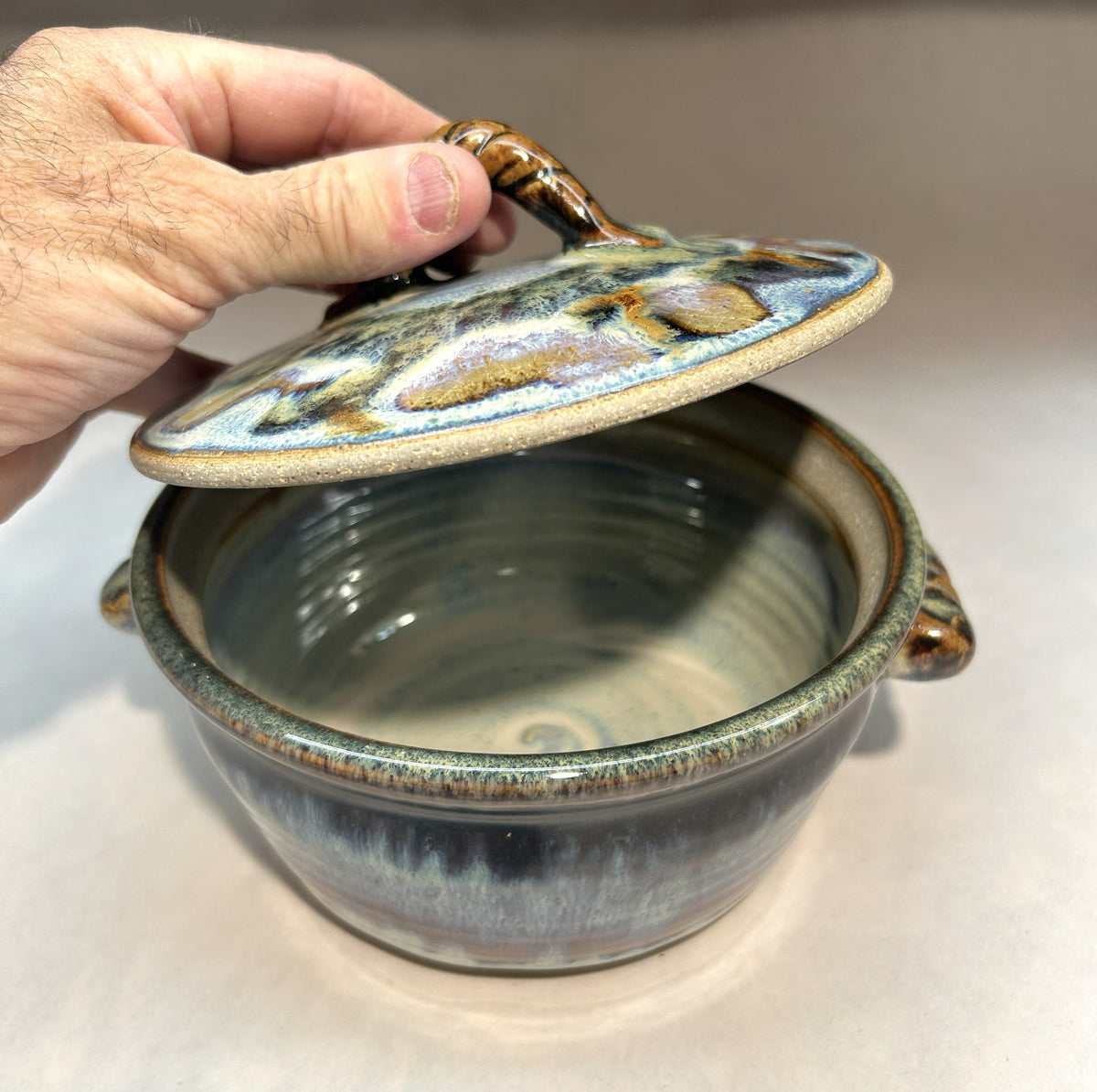 Handmade Pottery Casserole Dish with Lid - Everything glaze