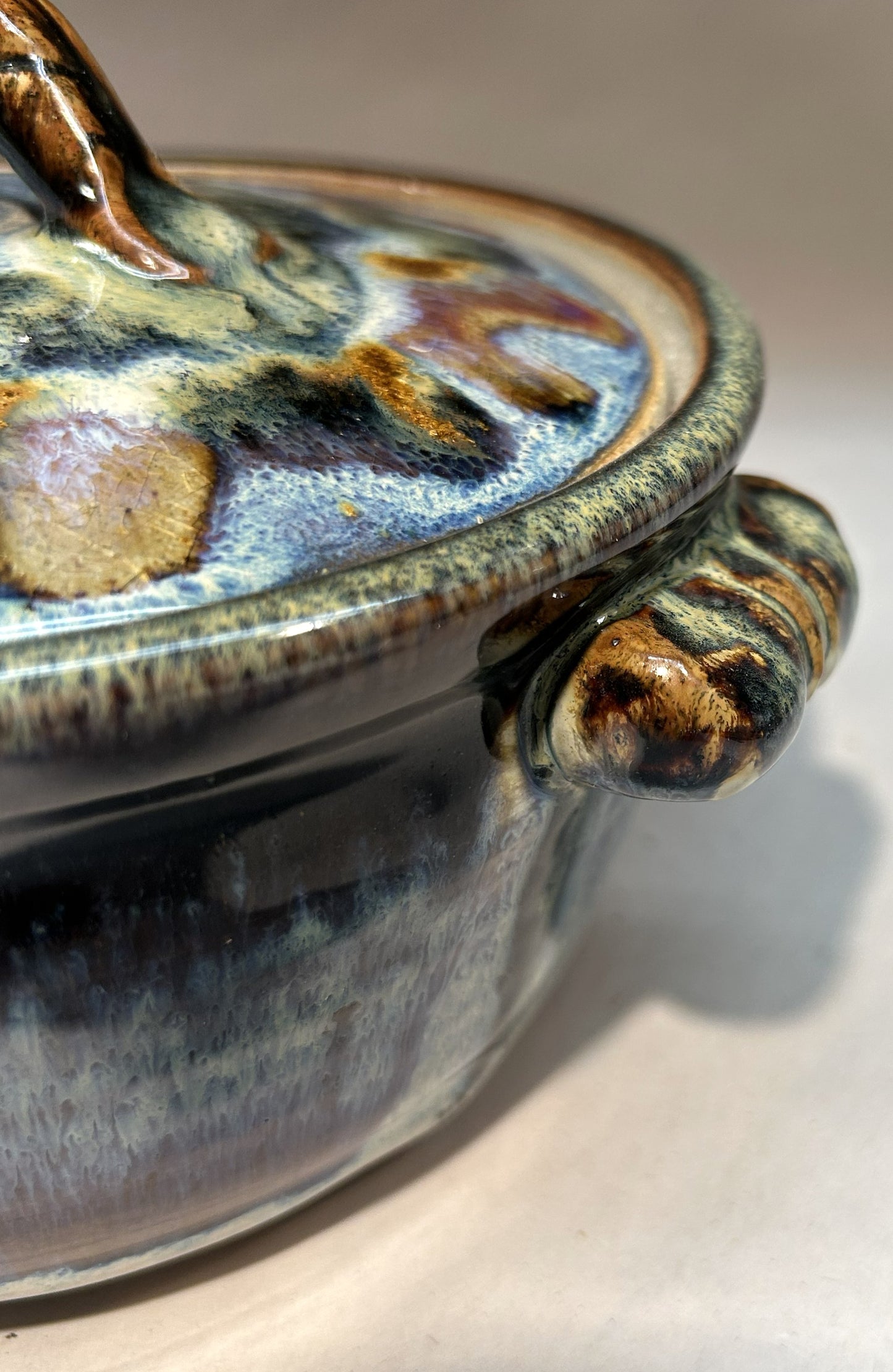 Handmade Pottery Casserole Dish with Lid - Everything glaze