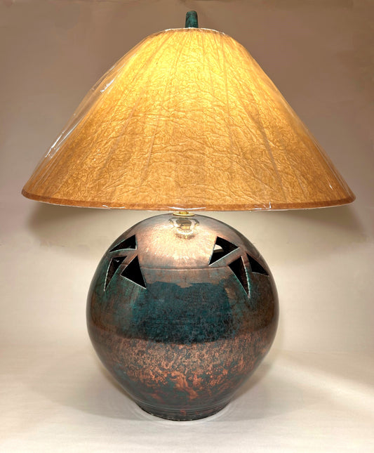 Raku Lamp - Carved