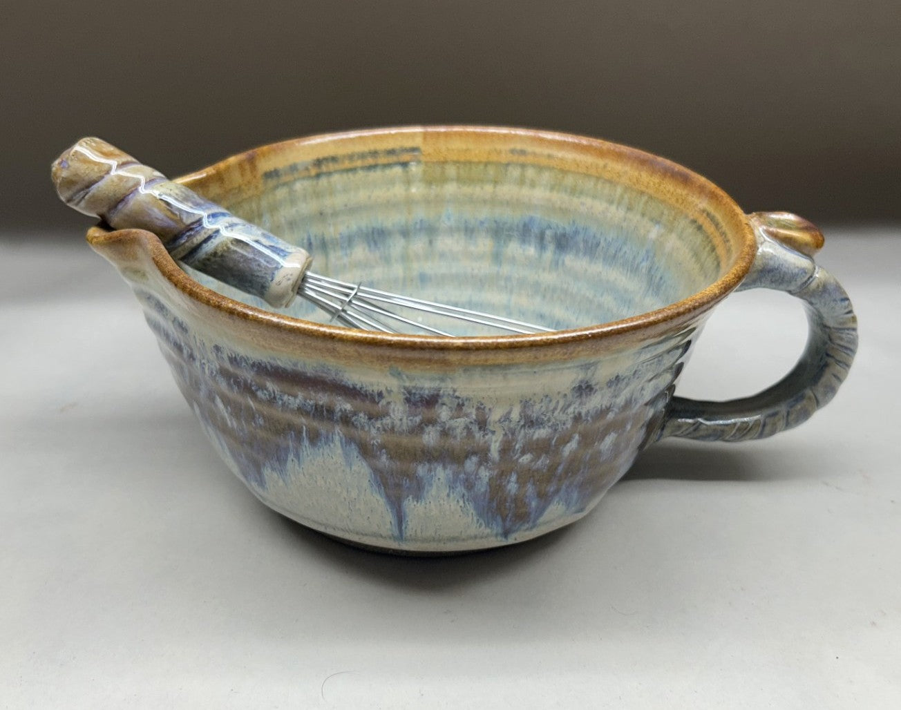 Pottery Batter Bowl - Electric Blue & Iron glaze