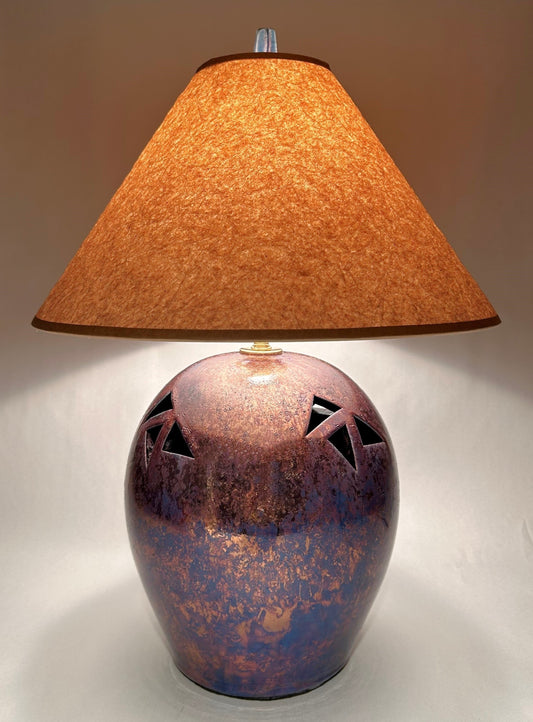 Table Lamp - Raku - Copper Blue glaze