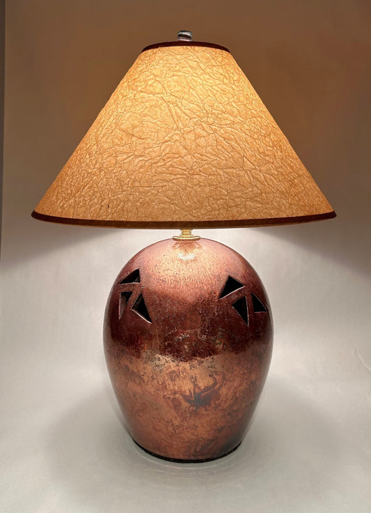 Table Lamp - Raku - Copper green glaze