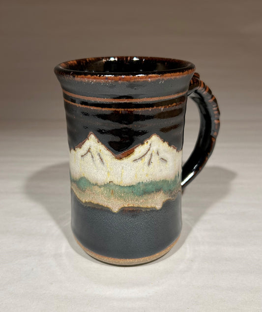 Pottery mug with Midnight Mountain glaze