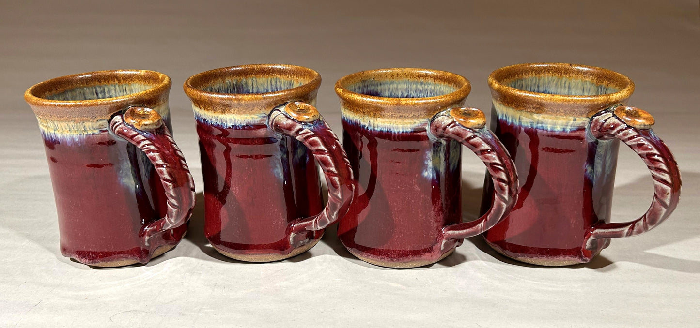 Handmade Pottery Mug with Copper red glaze 12 oz.
