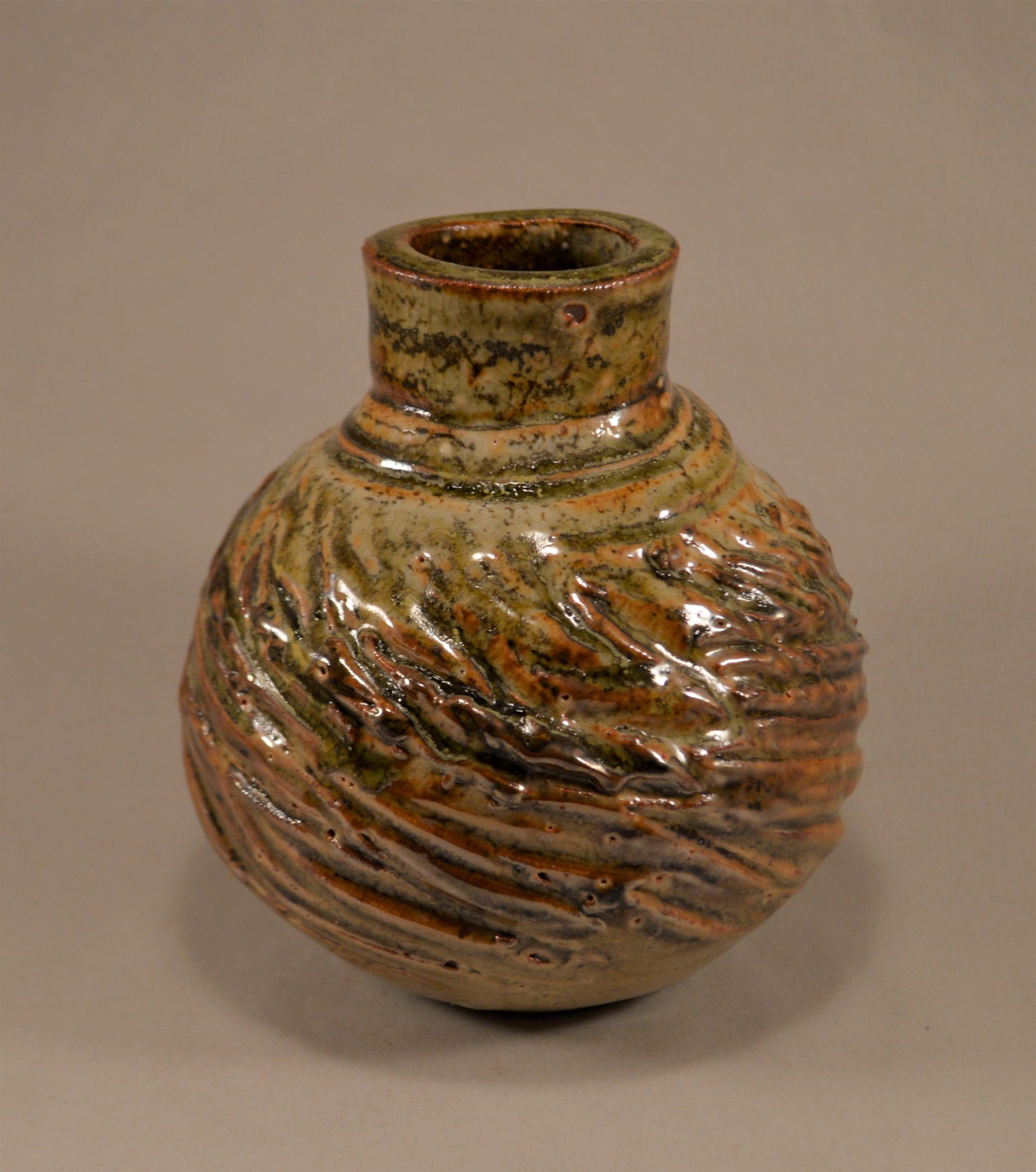 Stoneware vase with Shino glaze